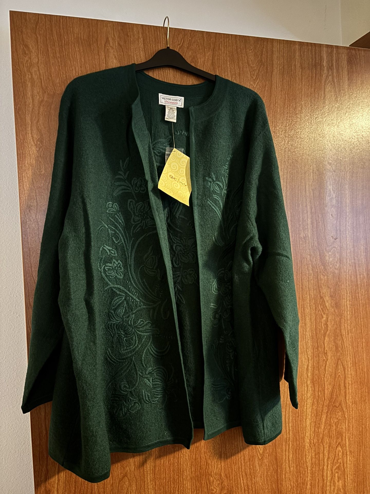 Vintage Victor Costa Occasion Long Sleeve Embroidered Cardigan Sweater 3XL