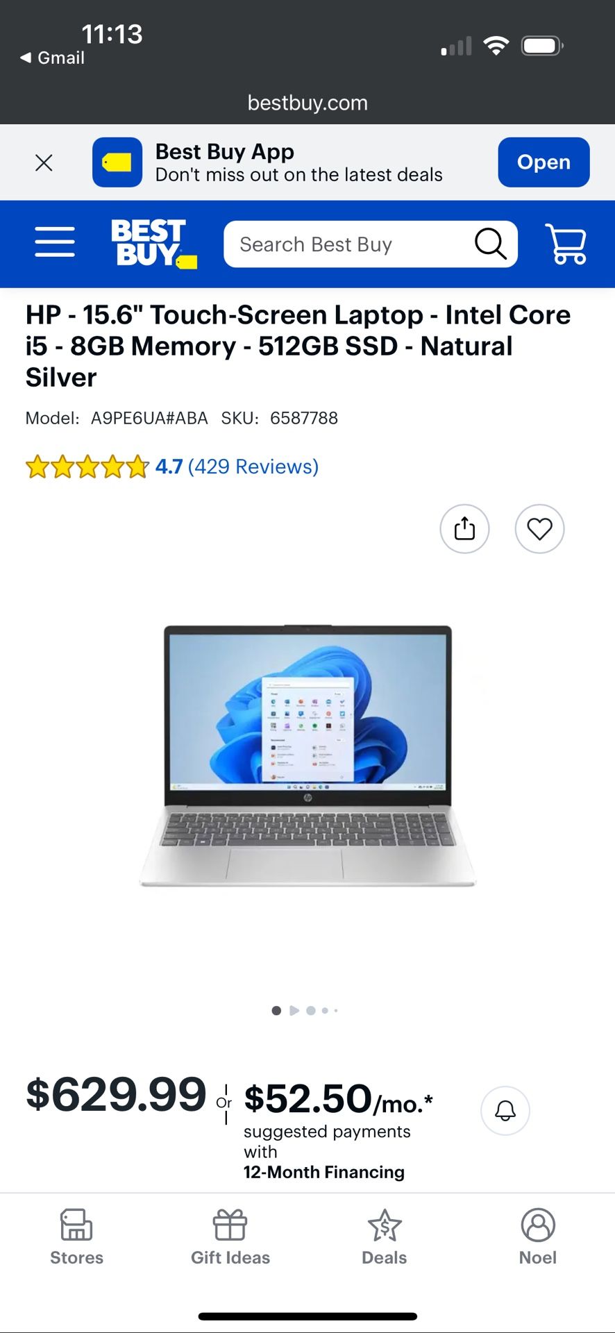 NEW (open box, Excellent) HP - 15.6" Touch-Screen Laptop - Intel Core i5 - 8GB Memory - 512GB SSD