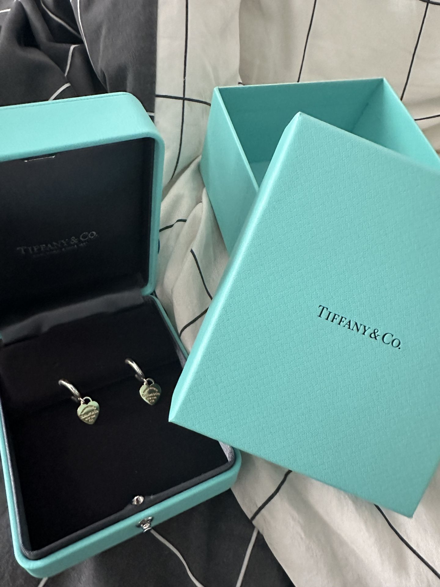 Tiffany Hoop Earrings in Sterling Silver and Rose Gold