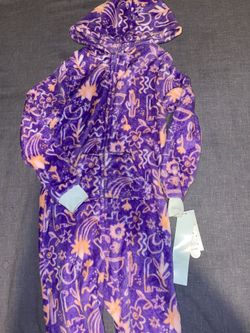 Girls Cat & Jack Union Suit Hooded Pj (onesie) Size S(6/6x)
