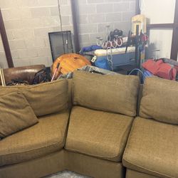 2-Piece Curved Sectional Sofa – Tweed Chenille Fabric