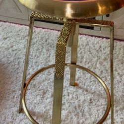 2 Gold Rhinestone Studded Metal Bar Stool - Hand Appliqué