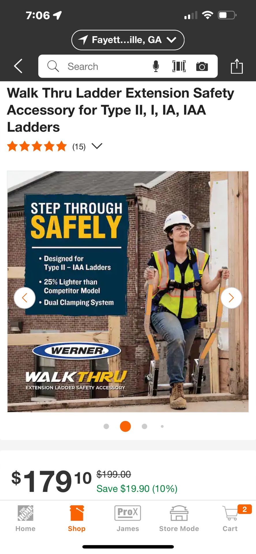 Werner Walk Thru Ladder Extension Safety Accessory for Type