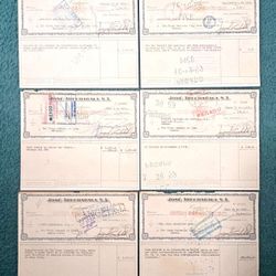 6 Cheques Compañia Ron Arechabala  1959 Diferentes Bancos