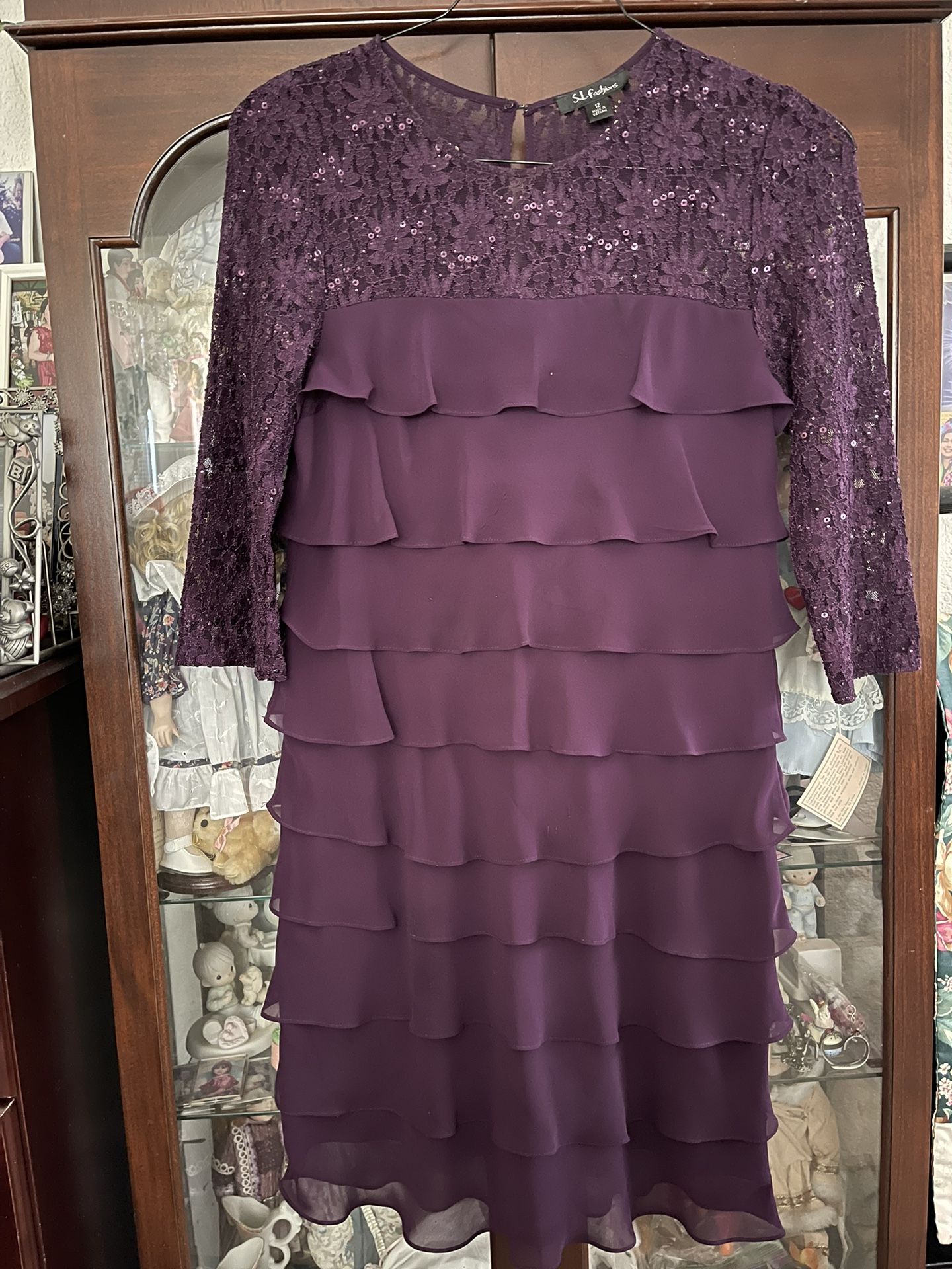 Purple Dress Lace On Top Size 12 Formal 