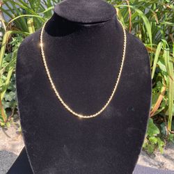 Gold Chain Rope Chain 20in 3mm 14k Gold Vermeil 925 Italy Necklace 