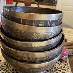 Singing Bowl 5 Pics Set, Kushan And Stick 