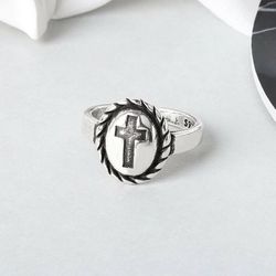 Gothic cross ring 925 stamped sterling silver