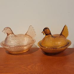 Vintage Chicken/Hen Glass Candy Dish Indiana Glass