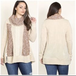 Ryu A'reve Plus Cowl Neck Sweater Lace Panel Vintage