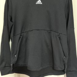 adidas Black Hooded Training Top with White Logo