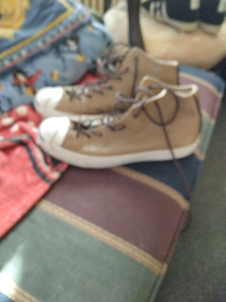 Converse Brown Leather Hitops Jack Purcell