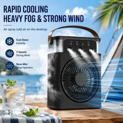 Portable Air Conditioner Fan Misting Spray Desk Fan USB Rechargeable