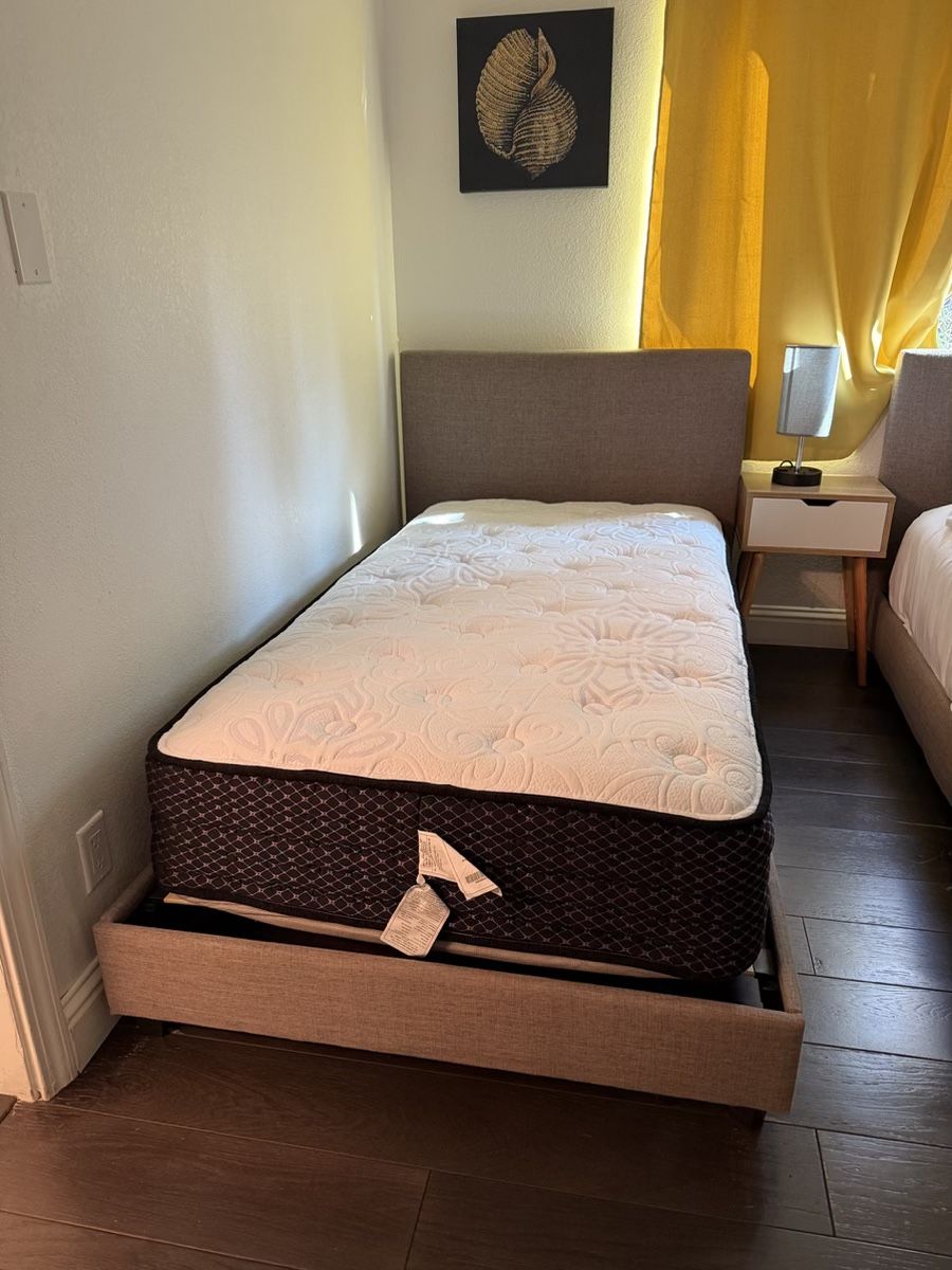 Upholstery Twin Size Bed- Mattress 