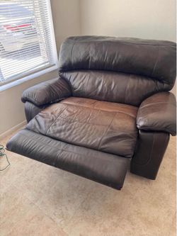 Oversized Brown Leather Recliner Chair