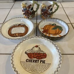 Pie Platters 2 Scarecrow Mugs