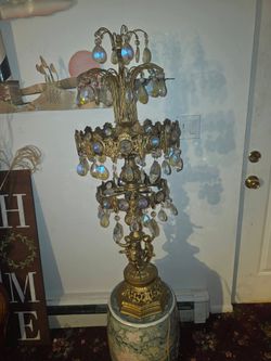 Free...Vintage Brass Candelabra with Crystal Prisms