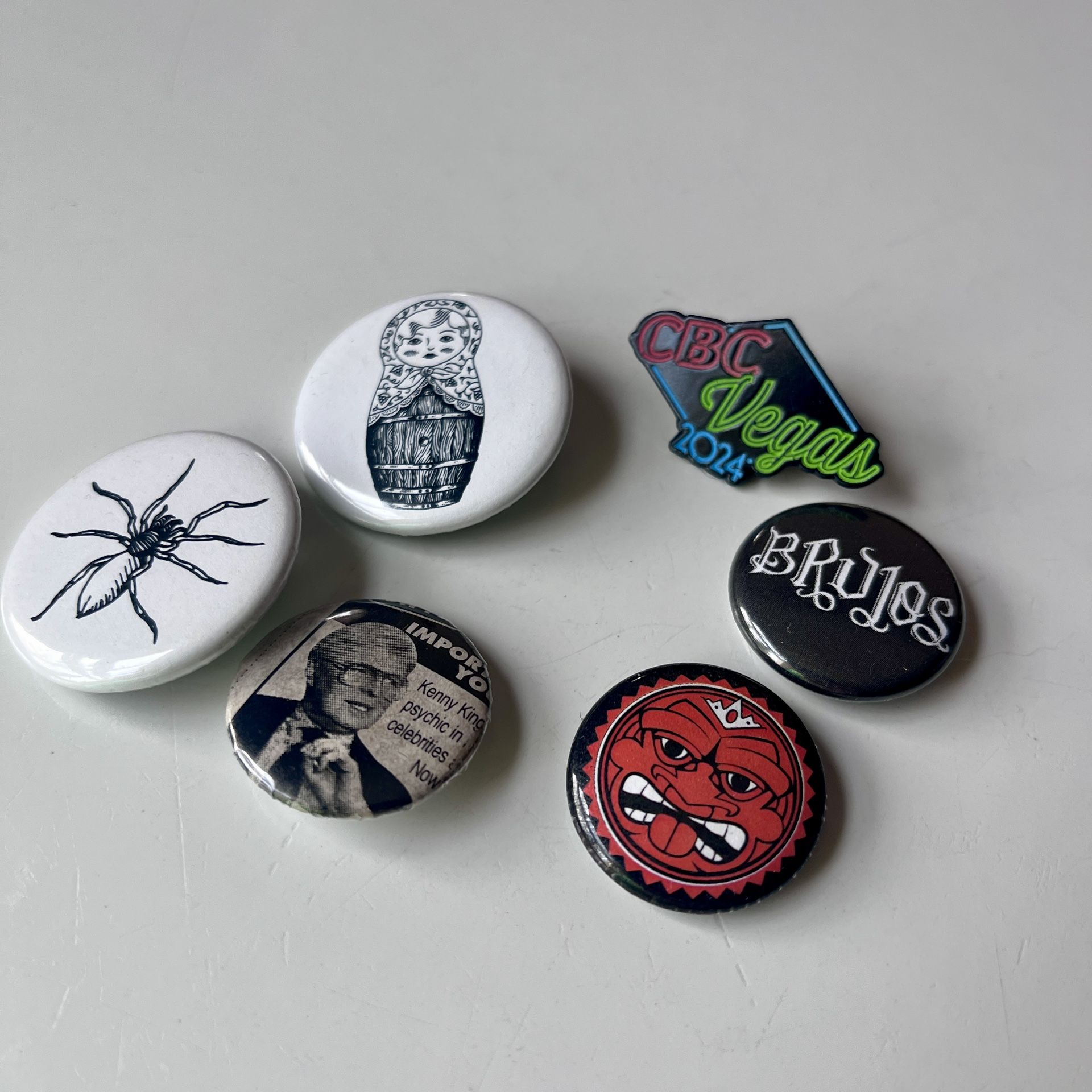 Six Like New Pins and Buttons