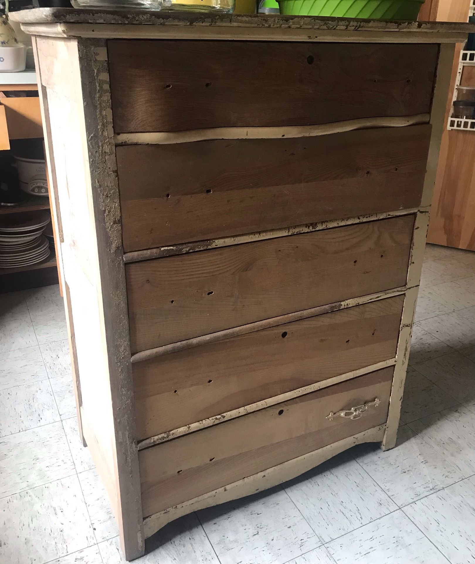 Vintage 5 Drawer Solid Wood Dresser