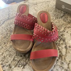 Red Wedged Sandals 