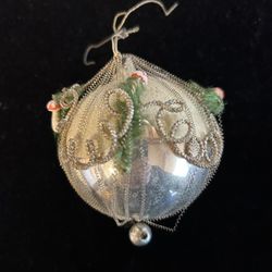 Antique German Blown Glass Ornament w/ Curled Wires & Small Mushrooms 