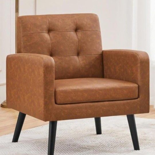 Yaheetech Mid-Century Accent Chairs, PU Leather Modern Upholstered

