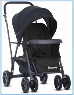 USED, good condition Joovy Double Stroller (front seat + back seat/standing area)
