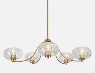 LNC Chrysa 41.5 in. 5-Light Plated Brass Modern Sputnik Chandelier with Iridescent Glass Globes and Curved Arms