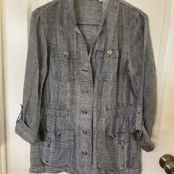 Chico”s Travelers Collection Jacket Silver Black Size 0 In Really Good Condition