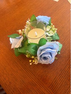 12 Blue Rose Candle Centerpieces