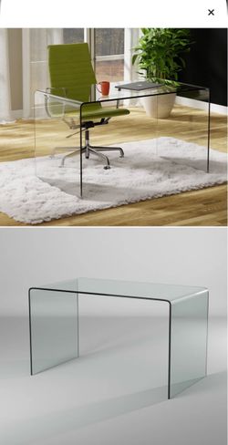 Clear Bent Glass Writing Desk