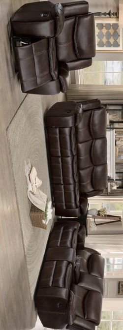 Bastrop Brown Leather Gel Reclining Living Room Set -Couch -Sofa -Loveseat