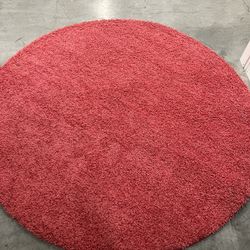 Round Fuschia /Dark Pink Coloured Rug