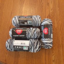 NEW Red Heart ZEBRA YARN  5 OUNCE EACH 