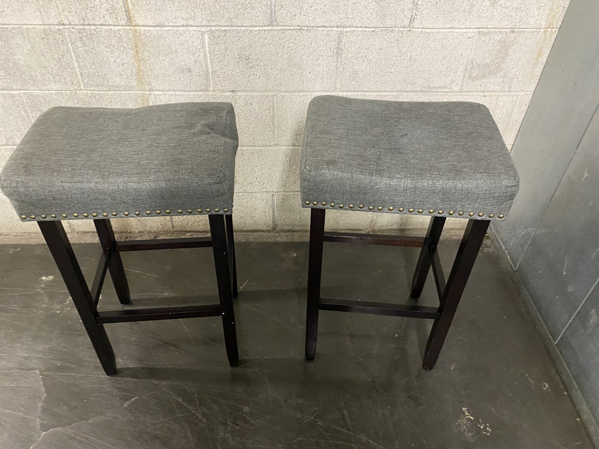Two Grey Bar Stool Chairs