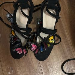 Butterfly Black Heels 
