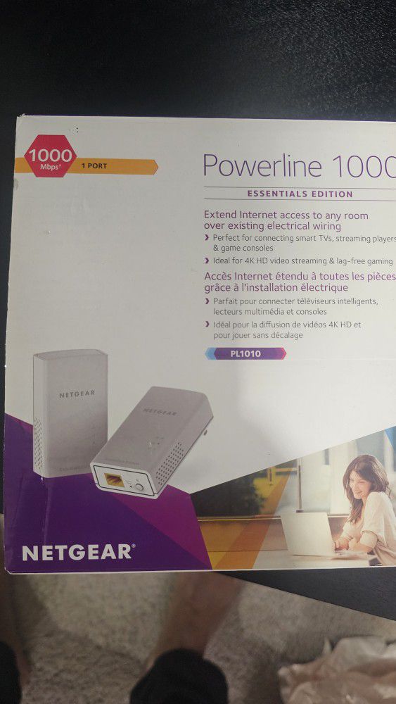 NETGEAR Powerline adapter Kit, 1000 Mbps Wall-plug, 1 Gigabit Ethernet Ports, White, 2 Count