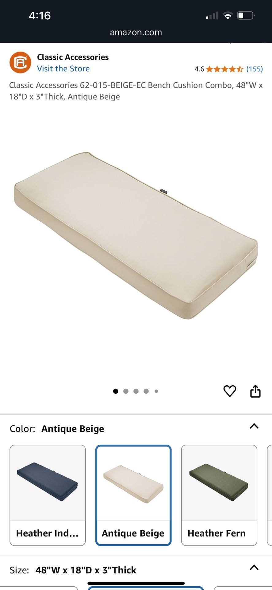 Porch Swing / Patio Bench Cushion & Cover 