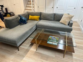 West Elm Andes 2-Piece Chaise Sectional Sofa (Gray)