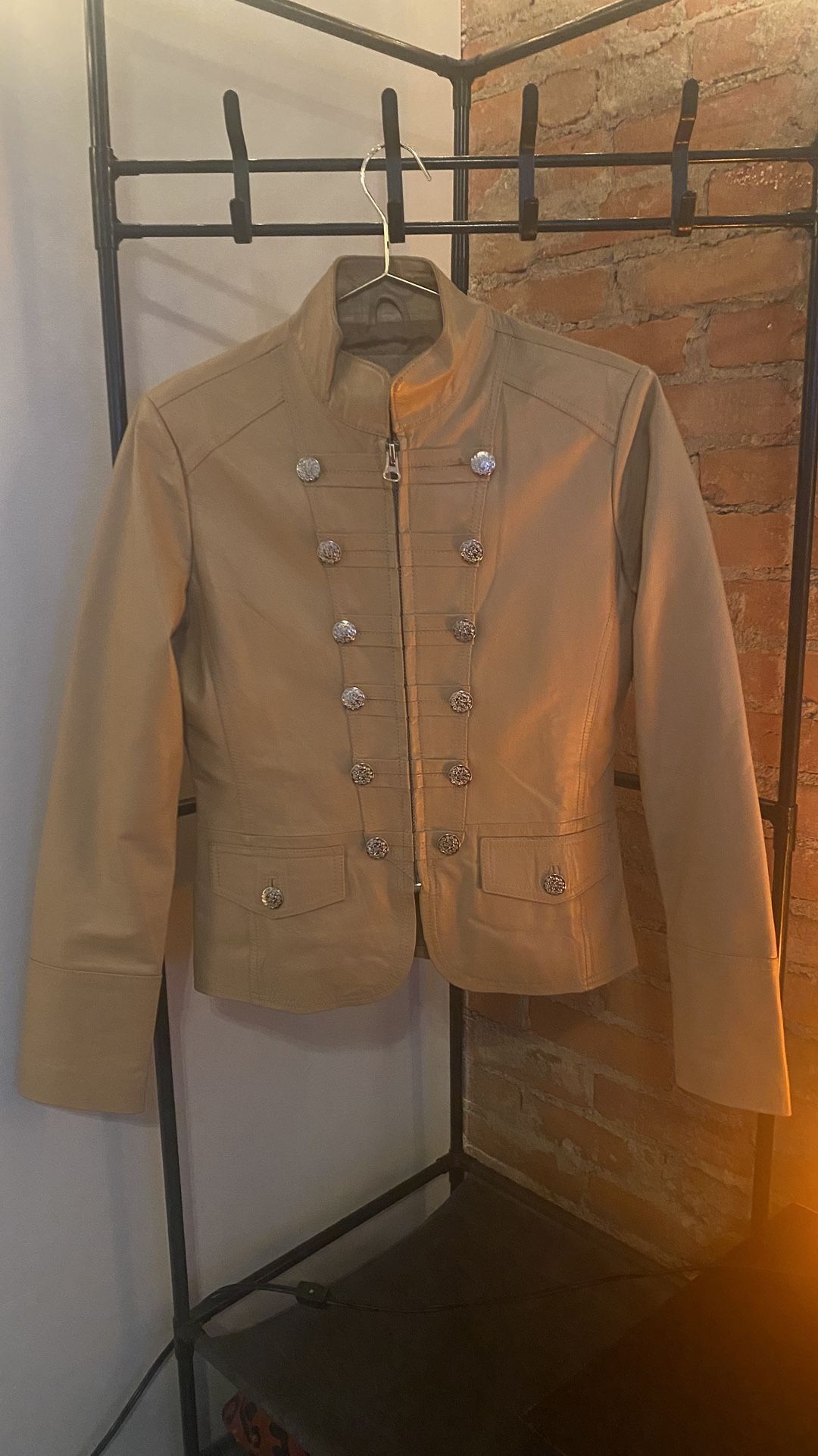 Beige Leather Jacket