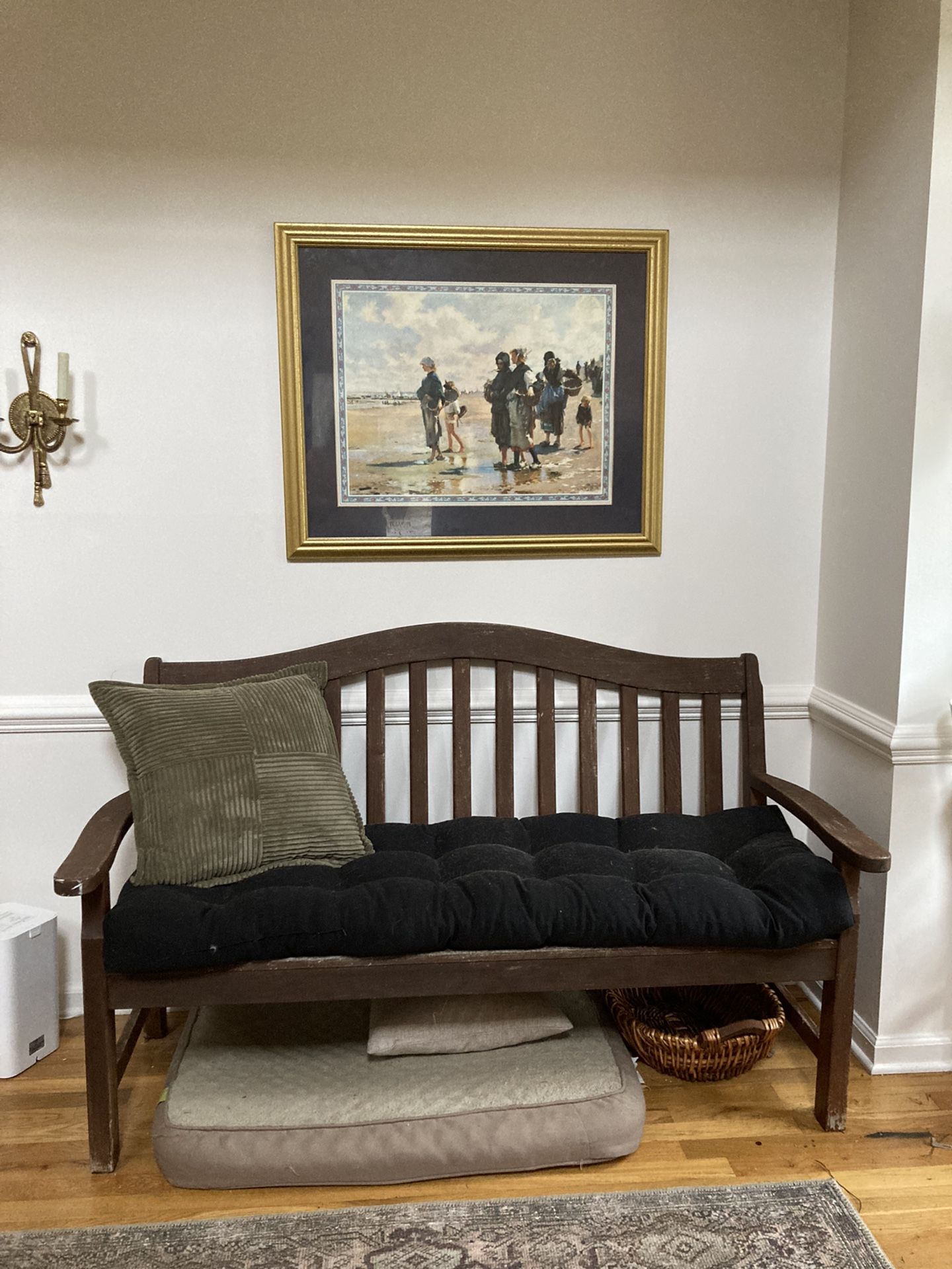 Loveseat Wooden Bench With Cushion