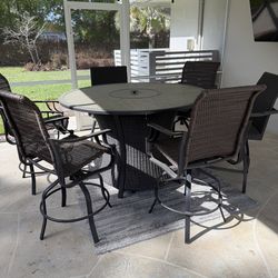 High top outdoor table with firepit