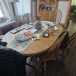 Dining Table, Chairs, And Cabinet