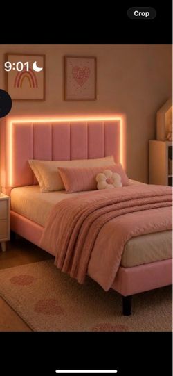 Pink bed with lights