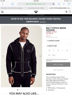 True religion big t contrast hoodie