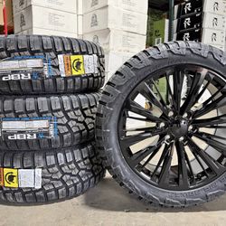 24” GLOSS BLACK REPLICA WHEELS 24x10 WITH 285/40R24 R/T TIRES SET AVAILABLE