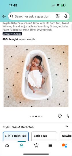Regalo Baby Basics 3-in-1 Grow with Me Bath Tub, Award Winning Brand, Adjustable As Your Baby Grows, Includes Foam Padded Air Mesh Sling, Drying Hook,