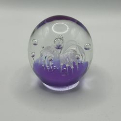 Purple And White Flower Art Glass Paperweight. Read More.