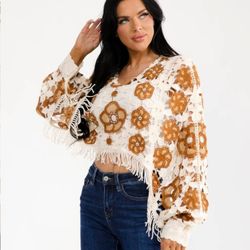 NWTs, One Size Crochet Long Sleeve Top