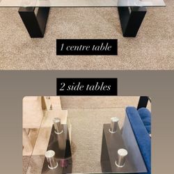 Modern Glass Coffee Table + Matching Side Tables – Excellent Condition